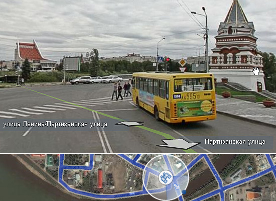 Панорамный снимок центра Омска на «Яндекс-Картах»