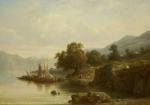Schjul Amadej Louis Fleri. Frankreich. Die Landschaft mit den Booten. Die Leinwand, das Öl