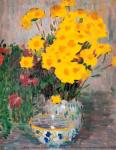 Javlenski A.G. Stilleben mit gelben Blumen. Gegn 1905. Pappe, Öl