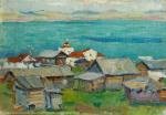 《河岸上的小城市》，В•И•苏里科夫，1990年，油画