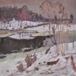 А.Ф. Соловьева (1923–1994). Оттепель. Без даты. Картон на оргалите, масло; 69,0×69,0