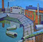 Промышленный пейзаж с отстойниками. 1987. Бумага, гуашь