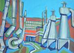 Заводской пейзаж с вентиляцией. 1988. Бумага, гуашь
