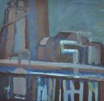 Промышленный пейзаж ночью. 1989. Бумага, гуашь