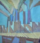 Весна, льды, дома, трубы. 1989. Бумага, гуашь