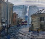 Вечерний трамвай. 1991. Бумага, акварель