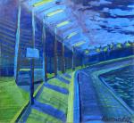 Иртышская набережная ночью. 1987. Бумага, гуашь