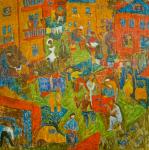 Николай Третьяков (1926–1989). Мой дворик. 1966. Картон, акварель, лак, темпера