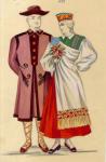 Эскизы латышских национальных костюмов к спектаклю «Владимирская горка». 1959. Бумага, акварель, гуашь