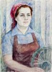 Портрет ткачихи В.Г. Берниковой. 1974. Бумага, акварель; 65×47 см