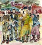 Дмитрий Лыпарев (1930 г. р.). Женщины войны. 1985. Бумага, акварель