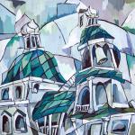 Лиза Новопашина, 16 лет. Звон колоколов, как эхо старины. Гуашь. Педагог М.И. Черткова (ДШИ № 9)